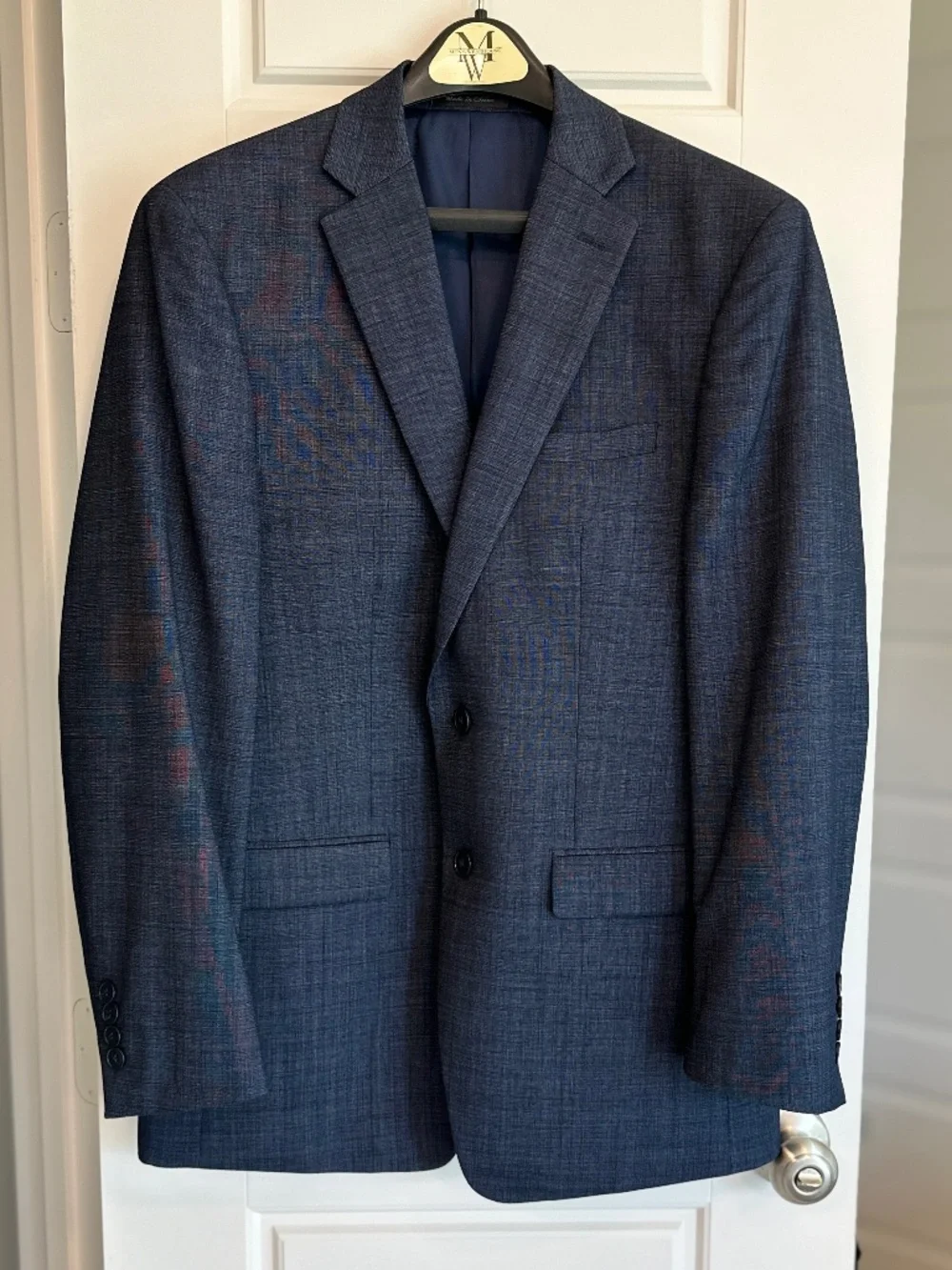 Calvin Klein 100% Wool Stretch Slim Suit – Blue Gray (Men’s Wearhouse)
